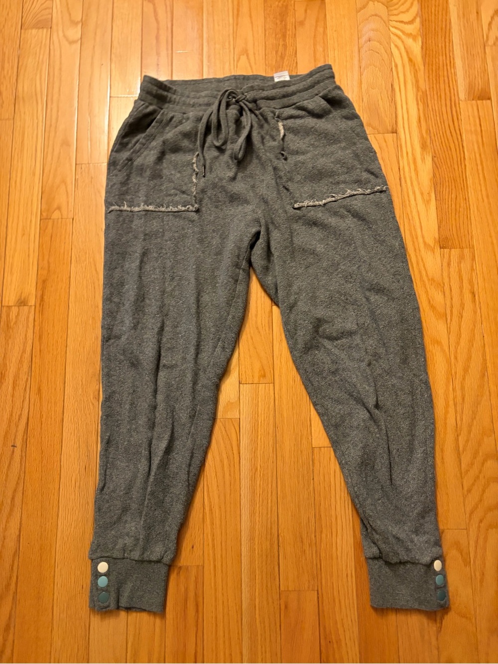 Splendid Gray Drawstring Joggers with Button Cuffs